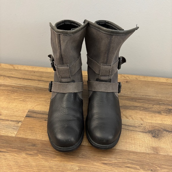 Sorel Major Moto Leather Mid Calf Biker Boots Gray Suede Black Leather Women’s - Picture 7 of 12